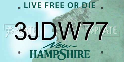 3JDW77 New Hampshire License Plate