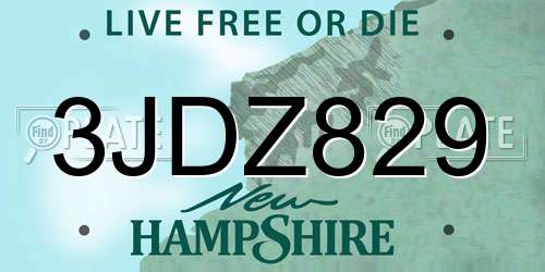 3JDZ829 New Hampshire License Plate