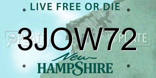 3JOW72 New Hampshire License Plate