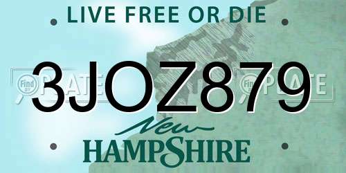 3JOZ879 New Hampshire License Plate