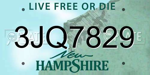 3JQ7829 New Hampshire License Plate