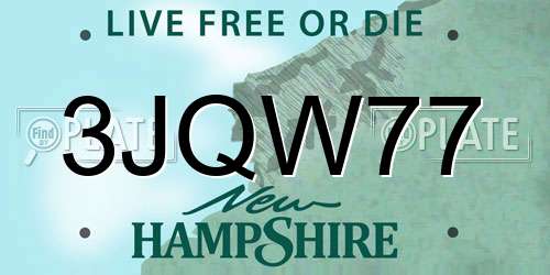 3JQW77 New Hampshire License Plate