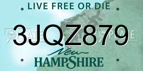 3JQZ879 New Hampshire License Plate