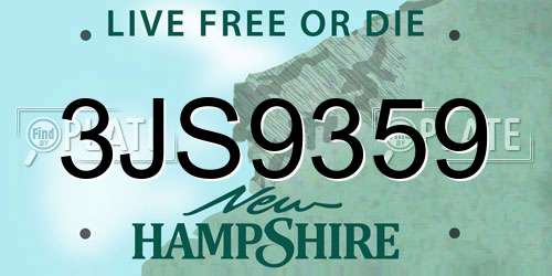 3JS9359 New Hampshire License Plate