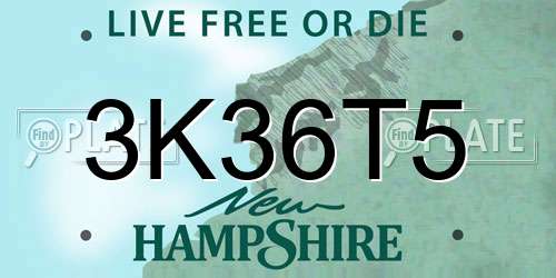 3K36T5 New Hampshire License Plate
