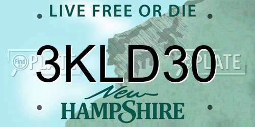 3KLD30 New Hampshire License Plate