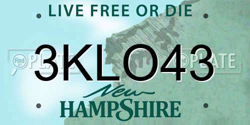 3KLO43 New Hampshire License Plate
