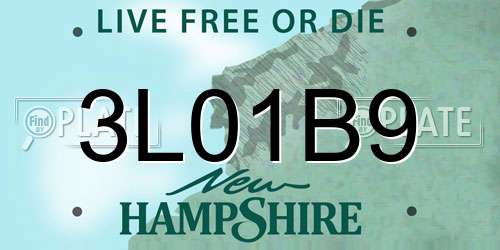 3L01B9 New Hampshire License Plate