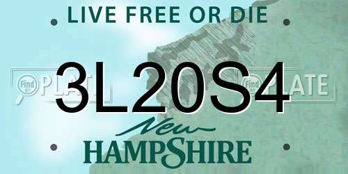 3L20S4 New Hampshire License Plate