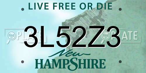 3L52Z3 New Hampshire License Plate