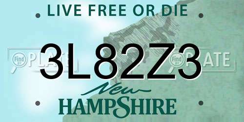 3L82Z3 New Hampshire License Plate