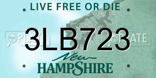 3LB723 New Hampshire License Plate