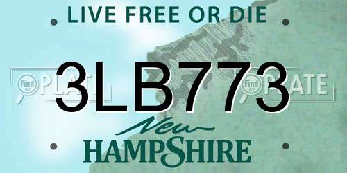 3LB773 New Hampshire License Plate