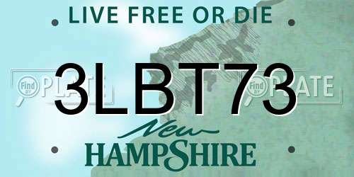 3LBT73 New Hampshire License Plate
