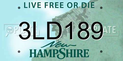 3LD189 New Hampshire License Plate