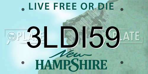 3LDI59 New Hampshire License Plate