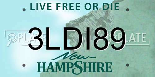 3LDI89 New Hampshire License Plate