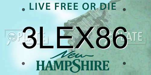 3LEX86 New Hampshire License Plate