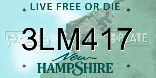 3LM417 New Hampshire License Plate