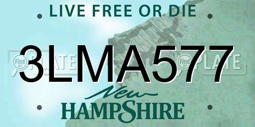 3LMA577 New Hampshire License Plate