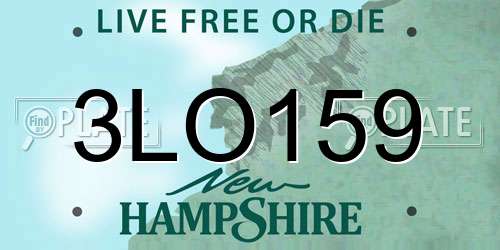 3LO159 New Hampshire License Plate
