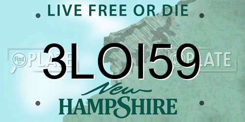 3LOI59 New Hampshire License Plate