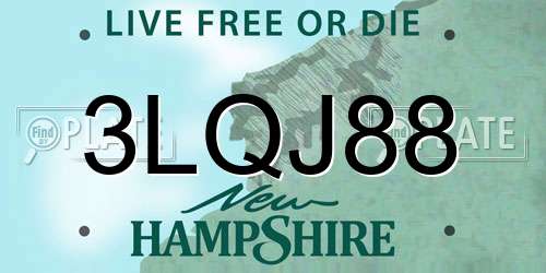 3LQJ88 New Hampshire License Plate