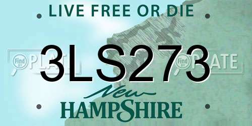 3LS273 New Hampshire License Plate