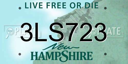 3LS723 New Hampshire License Plate