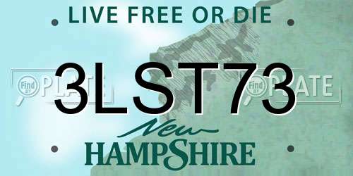 3LST73 New Hampshire License Plate