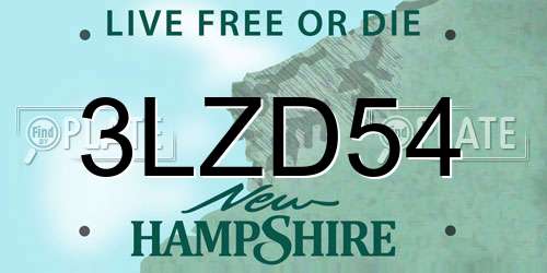 3LZD54 New Hampshire License Plate