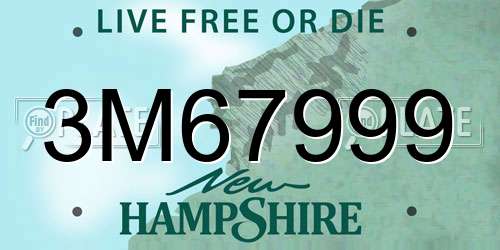 3M67999 New Hampshire License Plate