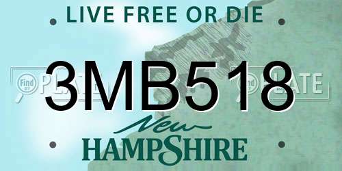 3MB518 New Hampshire License Plate