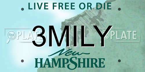3MILY New Hampshire License Plate