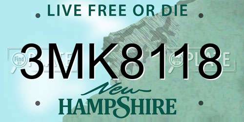 3MK8118 New Hampshire License Plate