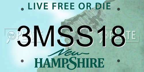 3MSS18 New Hampshire License Plate