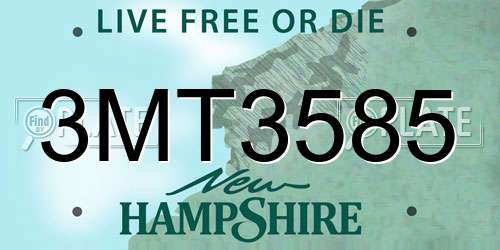 3MT3585 New Hampshire License Plate