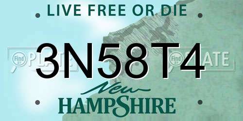 3N58T4 New Hampshire License Plate