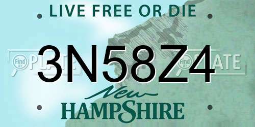 3N58Z4 New Hampshire License Plate