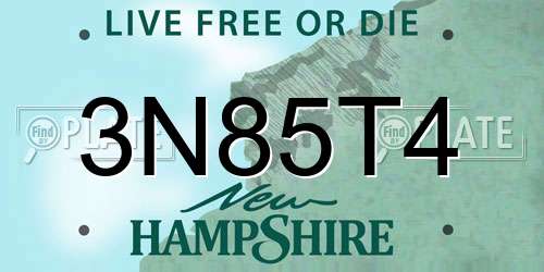 3N85T4 New Hampshire License Plate
