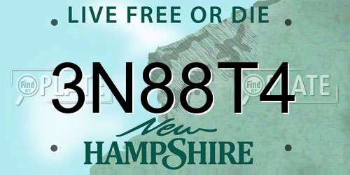 3N88T4 New Hampshire License Plate