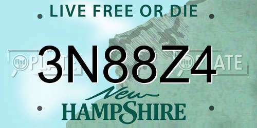 3N88Z4 New Hampshire License Plate