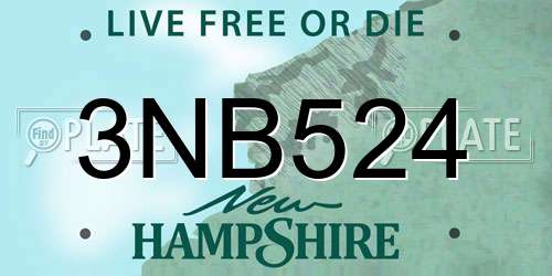 3NB524 New Hampshire License Plate