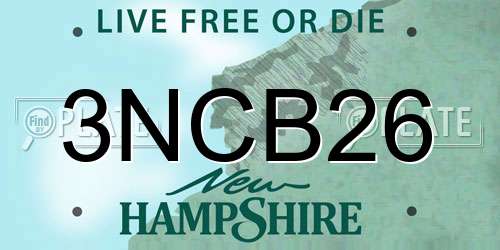 3NCB26 New Hampshire License Plate