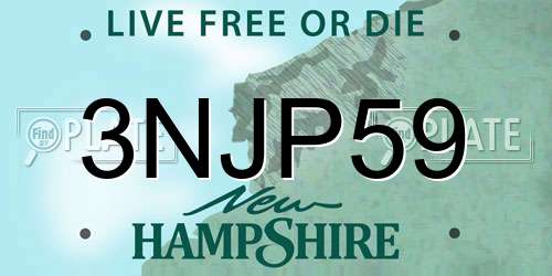 3NJP59 New Hampshire License Plate