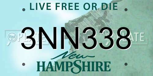 3NN338 New Hampshire License Plate