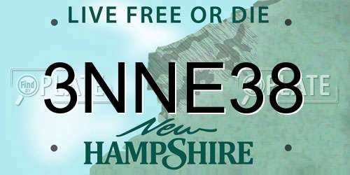 3NNE38 New Hampshire License Plate