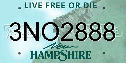 3NO2888 New Hampshire License Plate