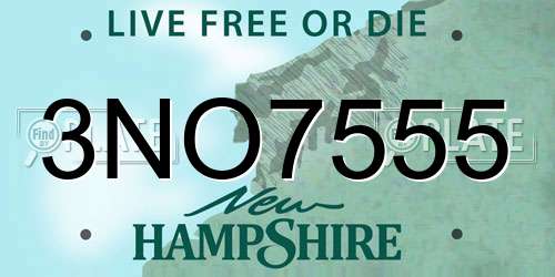 3NO7555 New Hampshire License Plate