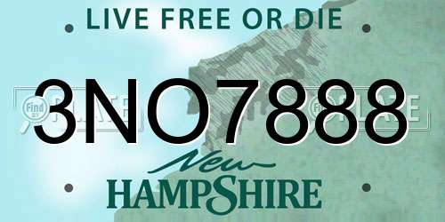 3NO7888 New Hampshire License Plate